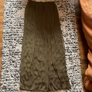 Forever 21 Olive Green Maxi Skirt W/ Slit-Size Large